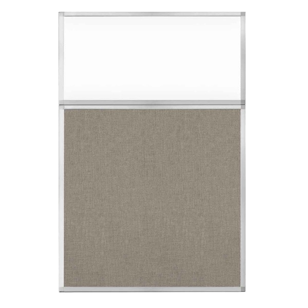 Hush Panel Configurable Cubicle Partition 4' x 6' W/ Window Warm Pebble Fabric Clear Window